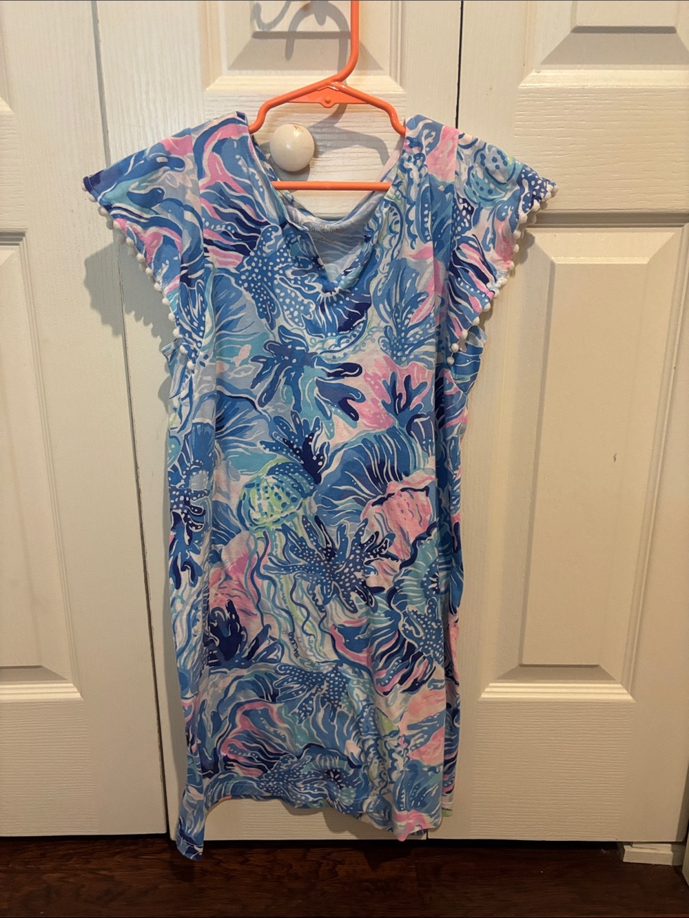 Lilly Pulitzer Girls Blue Pink Coral Print Casual Dress